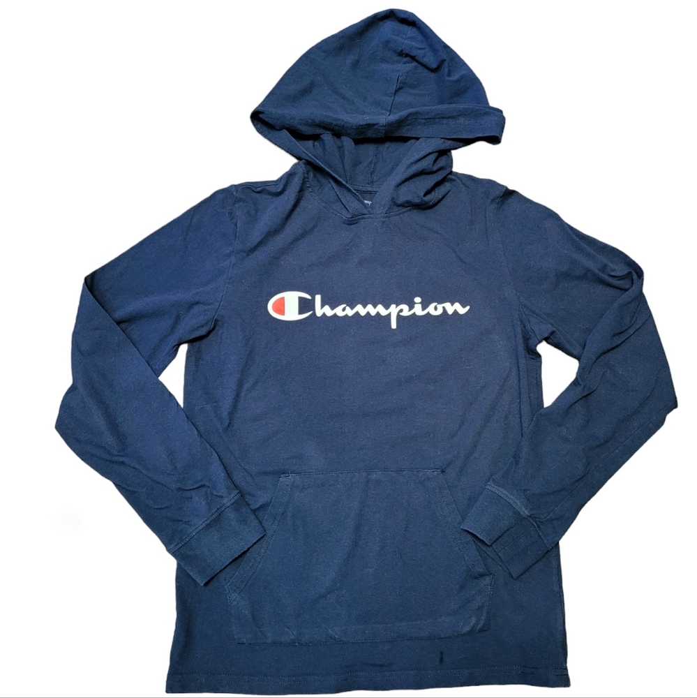 Navy blue Champion logo lightweight hoodie